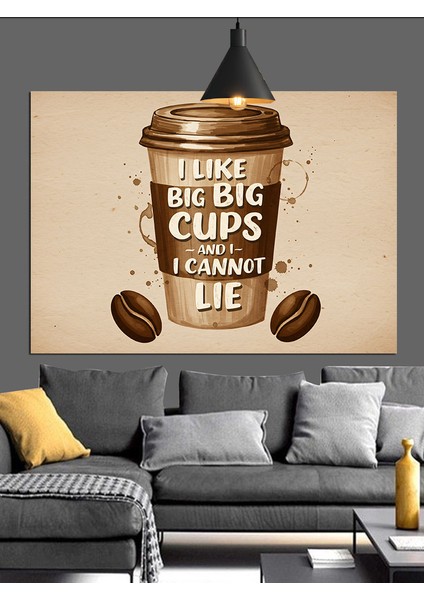 Kahve Yazısı Komik Slogan Dekoratif Kanvas - Mdf Ahşap Tablo fırsatları