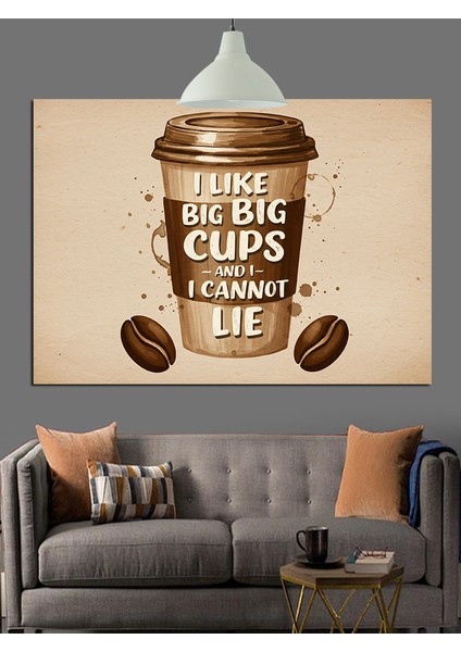 Kahve Yazısı Komik Slogan Dekoratif Kanvas - Mdf Ahşap Tablo indirimleri