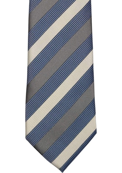 Lacivert Gri Beyaz Kalın Çizgili 8 Cm Genişliğinde Kravat fiyatları