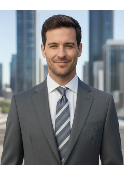 Lacivert Gri Beyaz Kalın Çizgili 8 Cm Genişliğinde Kravat fırsatları