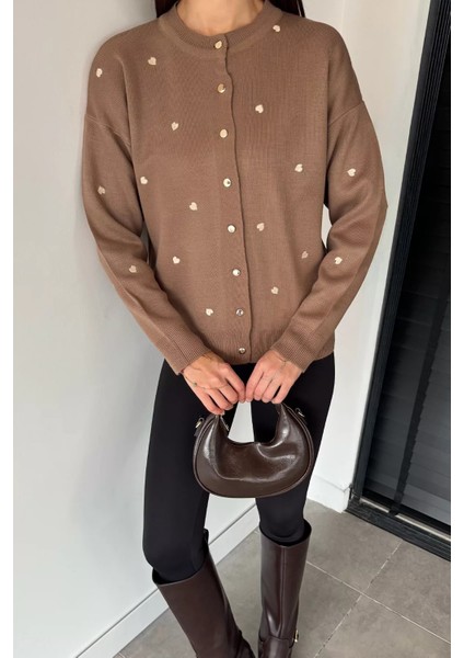 Kadın Kalp Nakışlı Triko Hırka (S-M-L Uyumludur) P-00018885 modelleri