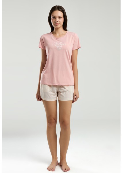 Kadın Bisiklet Yaka Kısa Kol T-Shirt Şortlu Pijama Takımı W4.A3.K3.R1K fiyatları
