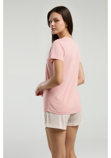 Kadın Bisiklet Yaka Kısa Kol T-Shirt Şortlu Pijama Takımı W4.A3.K3.R1K fırsatları