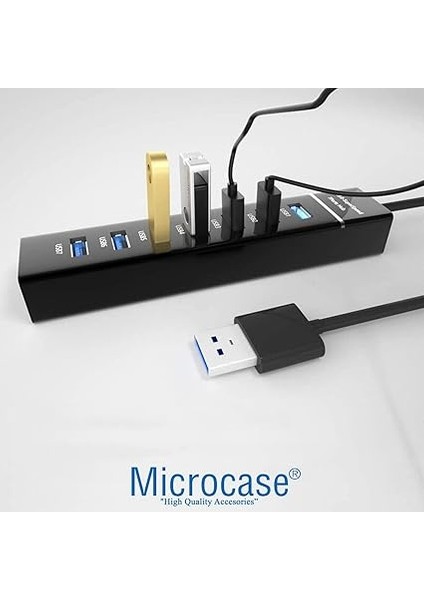 USB 3.0 Super Speed 7 Port 5 Gbps USB Çoklayıcı Hub 30 cm Model No: AL2695 - Siyah indirimleri