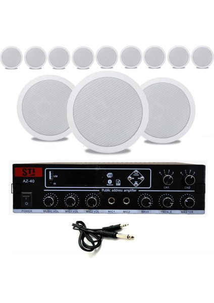 12’li Beyaz Tavan Hoparlör Seti 100V Anfi Uyumlu | Kafe Mağaza Müzik Sistemi