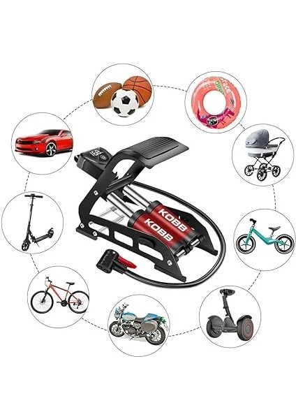 KB5402D Çift Pistonlu Dokunmatik Dijital Basınç Göstergeli Ayak Pompası ve Taşıma Kılıfı, Kırmızı/siyah fiyatları