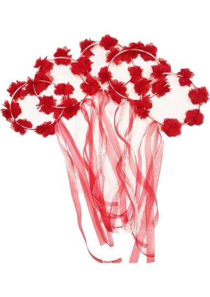 5li Yuvarlak Nedime Tacı Lazer Kesim Çiçekli Kına Nedime Tacı Kırmızı NOCOLOR-AB2AACBD