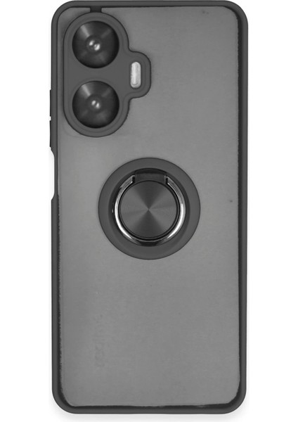 Realme C55 Kılıf Montreal Yüzüklü Silikon Kapak - SIYAH-(5796) - N753J637-M19753