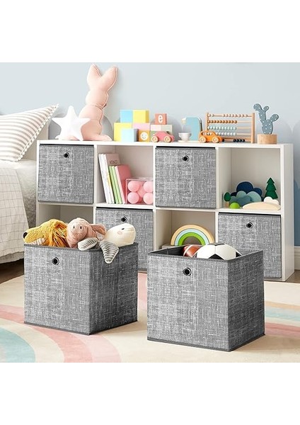 Saklama Kutusu, 6'lı Set, Dokunmamış Kumaştan Yapılmış Saplı Düzenleme Kutuları, Katlanır Kutu, Giysi Saklama, Benekli Gri modelleri