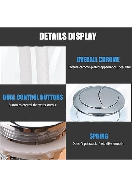 Tuşu Tahliye Vanası Çift Basmalı Düğme, Wc Basma Tuşları Yedeği Çift Wc Yıkama Düğmesi Yuvarlak Tuvalet Yıkama Düğmesi Wc Tuşu Tuvalet Su Tankı Için Basma Tuşları (B) fırsatları