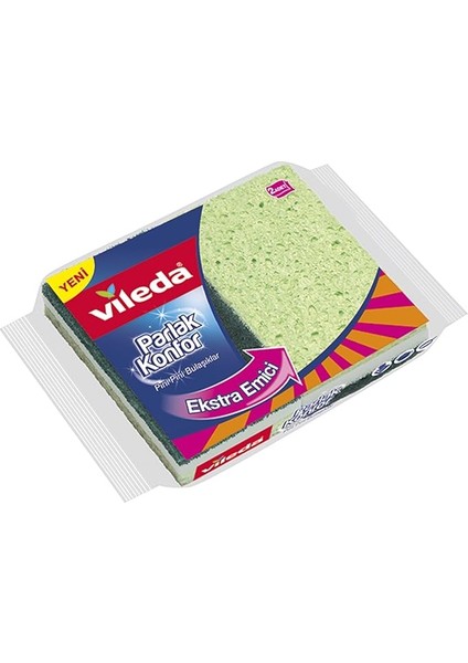 Konfor Düz Sünger, Ekstra Emici, 2'li Paket