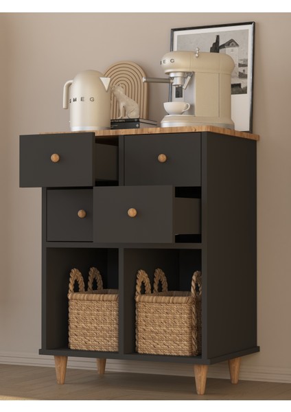 Çekmeceli Raflı Dekoratif Kahve Köşesi