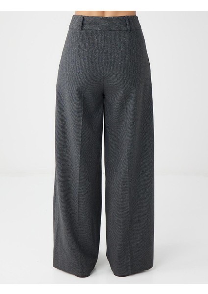 Antrasit Rahat Kesim Bol Paça Yüksek Bel Desenli Pantolon indirimleri