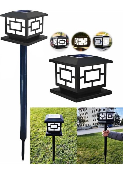 Solar Güneş Enerjili 10W Set Üstü Standlı 78 cm Bahçe Aydınlatması, Su Geçirmez, 3200K-6500K, Solar Küp Armatür, 2 Modlu (Beyaz-Gün Işığı), Veranda, Çit, Bahçe Duvarı Küp Aydınlatma 165×110 mm