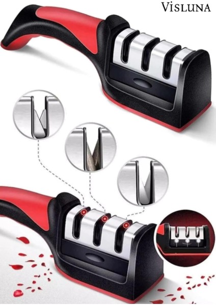 Profesyonel Bıçak Bileme Aleti Taşınabilir 3 Açılı Çelik Elmas Seramik Tungsten Bıçak Bileyici indirimleri