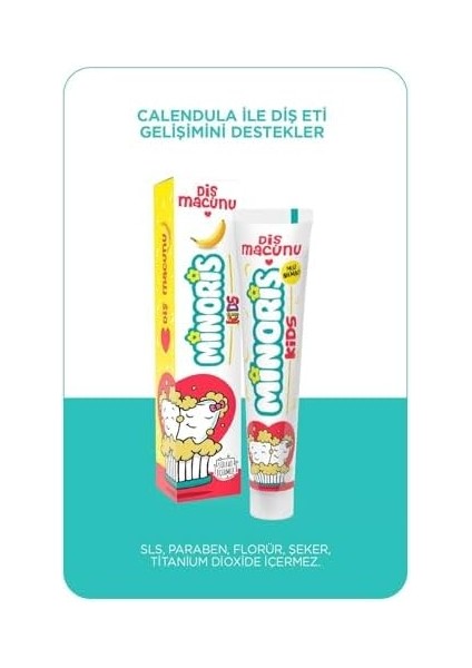 Minoris Kids Diş Macunu 75ML Sülfatsız Florürsüz Organik Içerikli 1 Adet modelleri