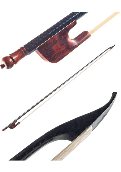 4/4 Keman Keman Yayı Barok Tarzı Karbon Fiber Kaplama Yuvarlak Çubuk Abanoz Beyaz At Kılı Iyi Dengelenmiş