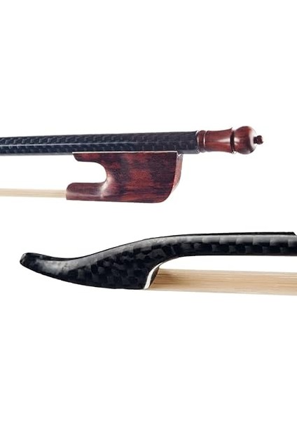 4/4 Keman Keman Yayı Barok Tarzı Karbon Fiber Kaplama Yuvarlak Çubuk Abanoz Beyaz At Kılı Iyi Dengelenmiş indirimleri