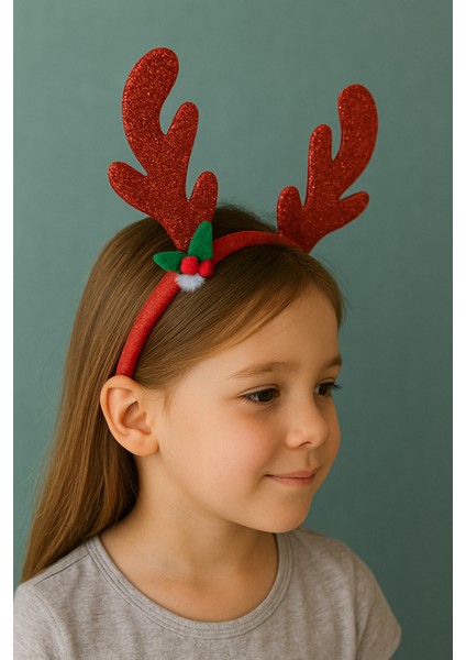 Kız Çocuk Kiraz Detaylı Noel Yılbaşı Temalı Taç