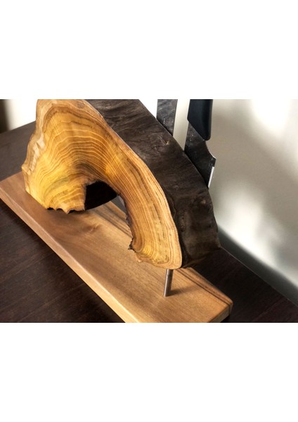 El Yapımı Kiraz ve Ceviz Ağacı Magnetli Bıçaklık | Rustik Mutfak Dekoru | Organik Form & Güçlü Neodyum Mıknatıs fiyatları