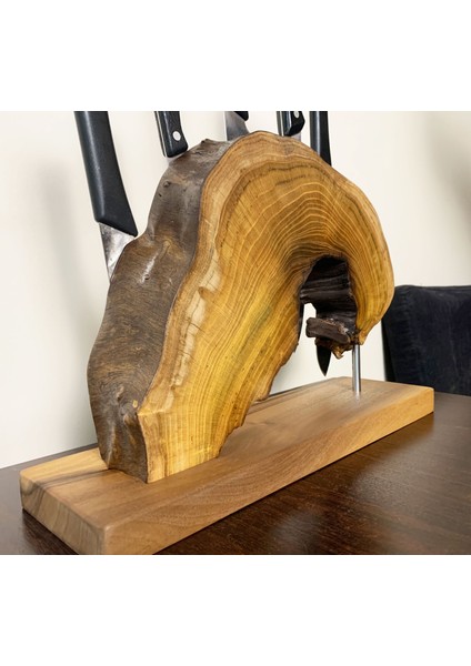 El Yapımı Kiraz ve Ceviz Ağacı Magnetli Bıçaklık | Rustik Mutfak Dekoru | Organik Form & Güçlü Neodyum Mıknatıs indirimleri