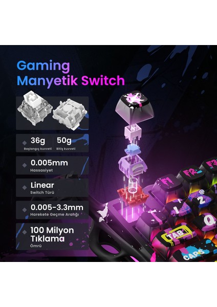 Mercury V75 Pro Hall Effect, Rapid Trigger 8.000 Hz Kablolu Manyetik Klavye + Xpro 32.000 Dpı Rgb Kablosuz Mouse Oyuncu Seti, Siyah fiyatları