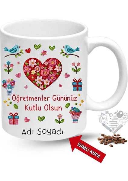 Öğretmenler Günü Hediyesi Isimli Baskılı Porselen Kupa Bardak