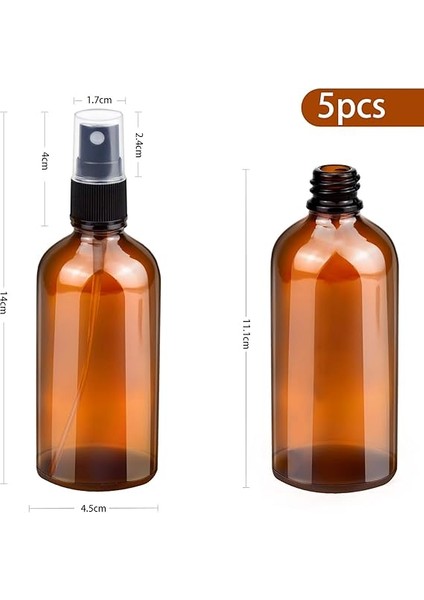 100ML Küçük Amber Cam Sprey Şişesi Boş Ince Sis Cam Şişeler Uçucu Yağlar Için Atomizer Sprey Şişesi, Koku Yağı Örneği, Aromaterapi, Kimyasal Sıvı - 5'li Paket fiyatları