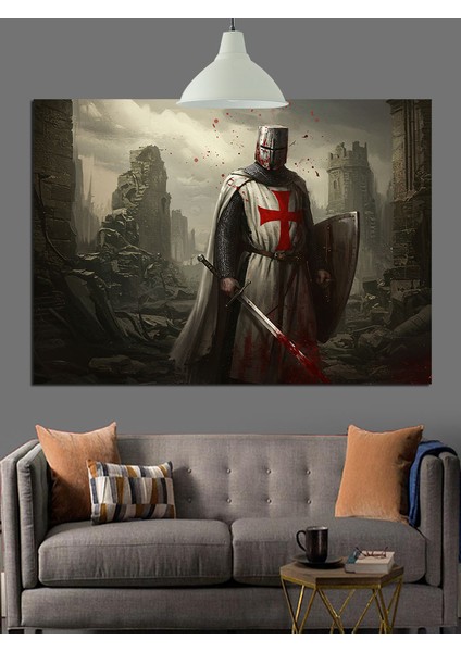 Kılıç Şövalyesi Savaş Zırhı Dekoratif Kanvas - Mdf Ahşap Tablo modelleri