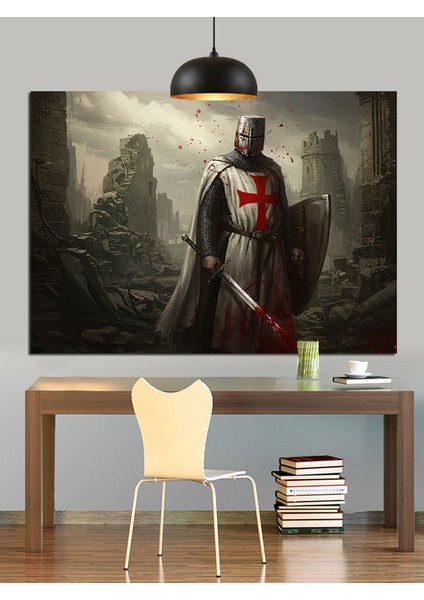 Kılıç Şövalyesi Savaş Zırhı Dekoratif Kanvas - Mdf Ahşap Tablo fırsatları