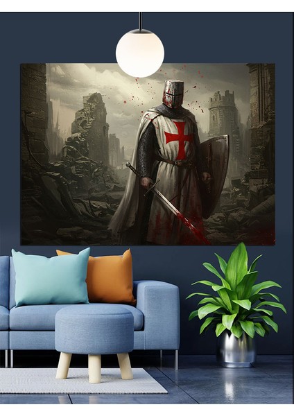 Kılıç Şövalyesi Savaş Zırhı Dekoratif Kanvas - Mdf Ahşap Tablo indirimleri