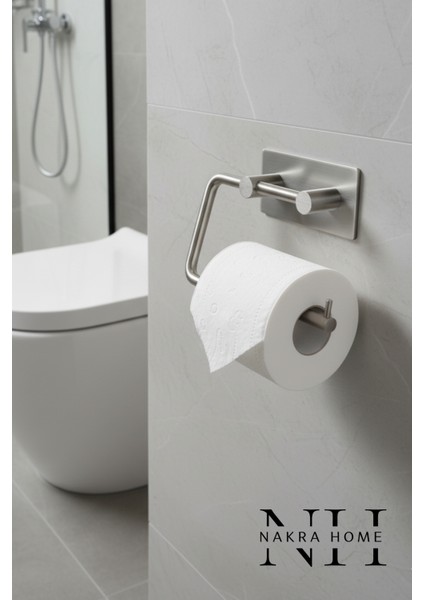 3'lü Set (Paslanmaz Çelik Yapışkanlı Havlu Askılığı, Tuvalet Kağıtlığı ve 2'li Askılık) Yapışkanlı modelleri