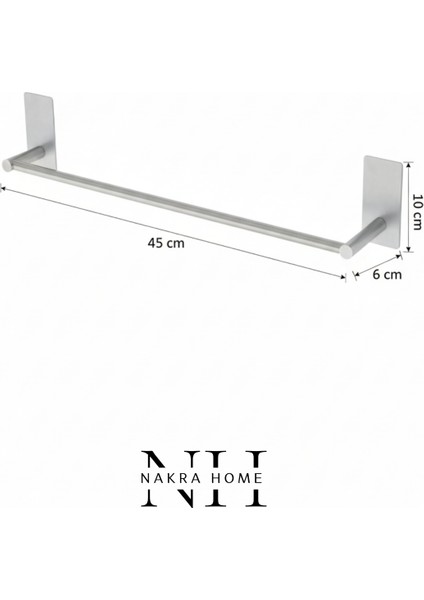3'lü Set (Paslanmaz Çelik Yapışkanlı Havlu Askılığı, Tuvalet Kağıtlığı ve 2'li Askılık) Yapışkanlı