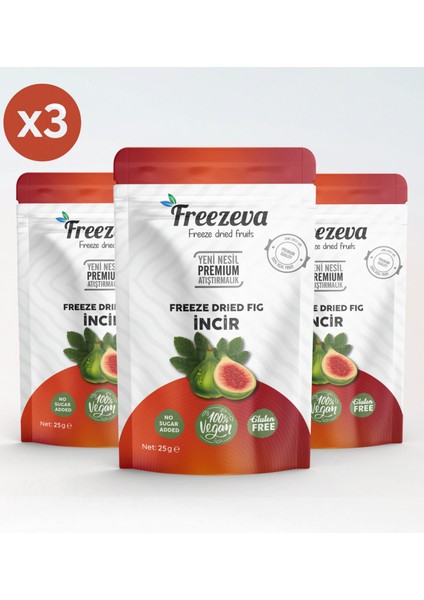 3'lü Paket Dondurularak Kurutulmuş Incir (Freeze Dried Incir) Freeze Dry Incir Kurusu 3X25 gr
