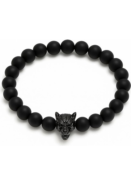 Lastikli Doğal Oniks Taşlı Erkek Bileklik EY38