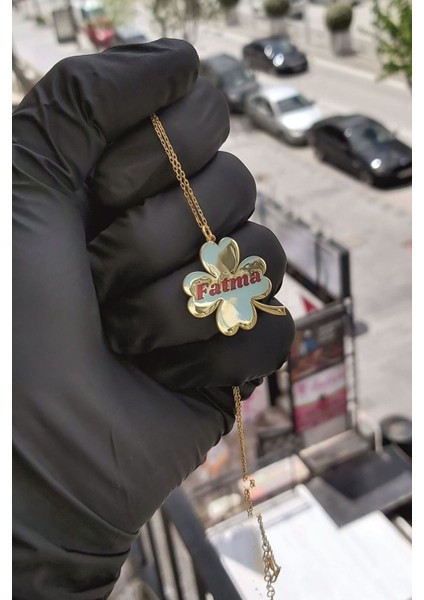 925 Ayar Gümüş 24 Ayar Altın Kaplama Yonca Kolye