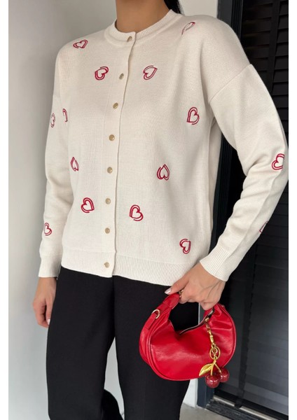 Kalp Nakışlı Kadın Triko Hırka (S-M-L Uyumludur) P-00018884 modelleri