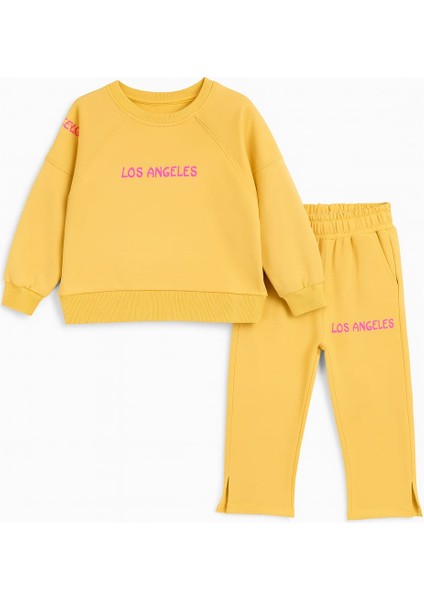 Yazı Baskılı Iki Ip Kız Çocuk Takım Sarın fiyatları