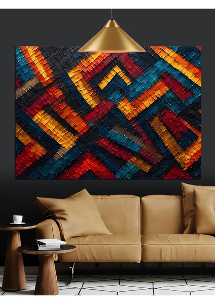 Etnik Desenli Soyut Dokuma Duvar Dekoratif Kanvas - Mdf Ahşap Tablo fırsatları