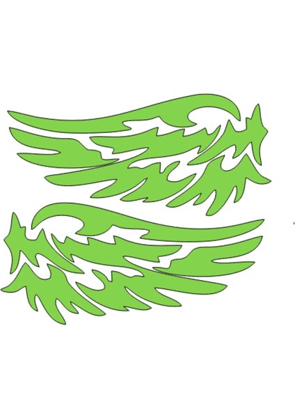 2 Adet Araba Motorsiklet Leptop Kask Kanat Sticker Reflektörlü ve Düz Renkler Fıstık Yeşili