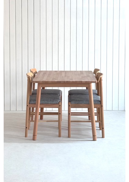 Alaçatı 4 kişilik Masif Kayın Masa Takımı, 4 Sandalye - Antrasit 115x80 modelleri