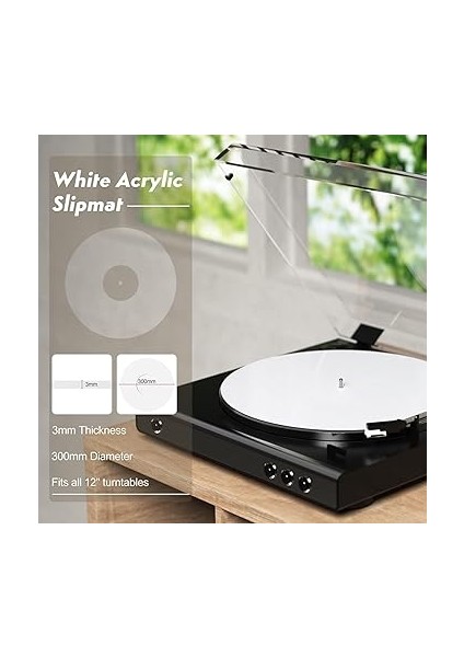 Pikap Matı, Akrilik Plak Tabağı Slipmatı, Statik Azaltma, Daha Net Ses Kalitesi, 12 Inç Plak Çalar Için Kaydırmalı Matlar, 33 1/3rpm 45RPM Kayıtlar Için (-2610240010212) modelleri