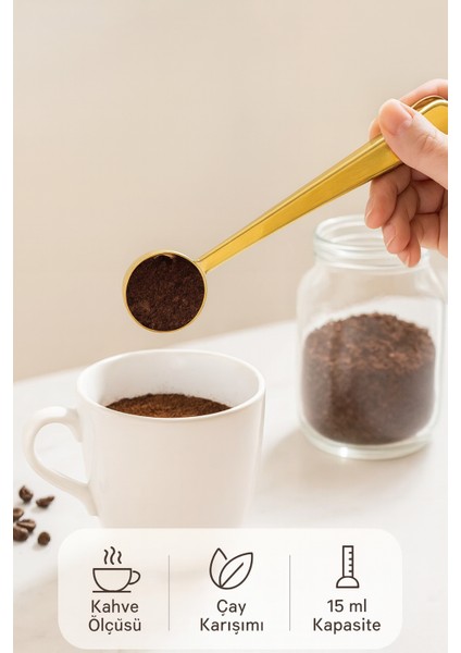 Gold Paslanmaz Çelik Mandallı Kahve Ölçü Kaşığı 15 ml fiyatları