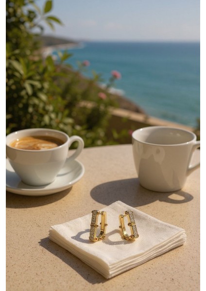 Elegant Zirkon Taşlı Gold Vip Küpe fiyatları