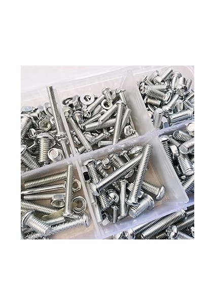 Adet M3 M4 M5 Çapraz Tava Başlı Vidalar Somun Cıvata Rondela Seti 304 Paslanmaz Çelik Altıgen Soket Düğme Somunları ve Cıvata Seti Ev Ofis Endüstriyel Elektronik Için Saklama Kutulu modelleri