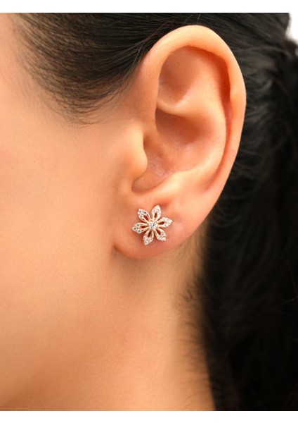 925 Ayar Rose Kaplama Zirkontaşlı Yıldız Model Gümüş Küpe fiyatları