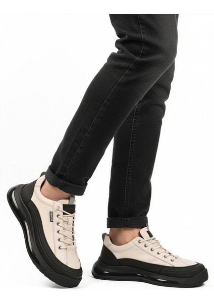 Beyaz Hakiki Deri Lastik Bağcıklı Erkek Günlük Ayakkabı 25K500-1 M modelleri