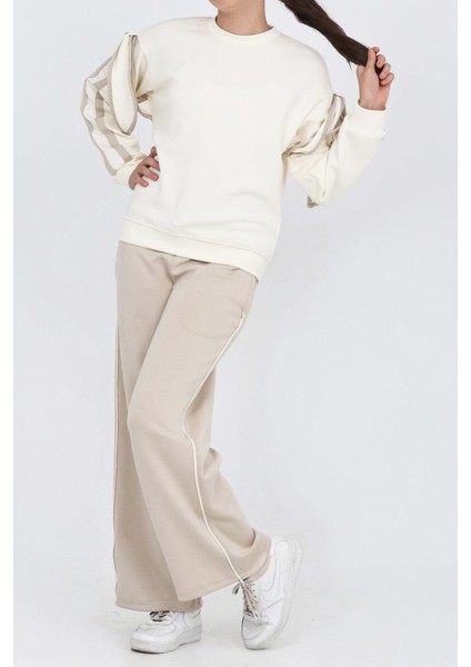 Kız Çocuk Oysho Kumaş Kol Aksesuarlı Geniş Paçalı Alt- Üst Takım 12319