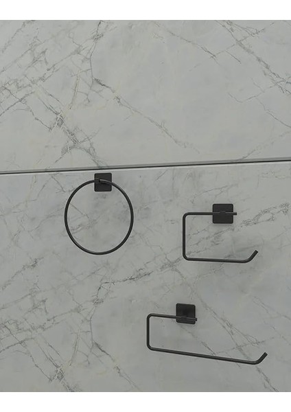 Banyo Yapışkanlı Siyah Kare Topuz Havluluk ve Kare Tuvalet Kağıtlık Kare Peçetelik Seti Düzenleyici fiyatları