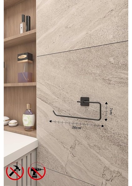 Banyo Yapışkanlı Siyah Kare Topuz Havluluk ve Kare Tuvalet Kağıtlık Kare Peçetelik Seti Düzenleyici fırsatları